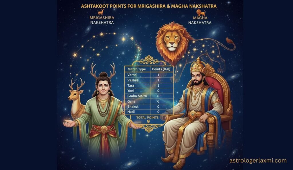 Ashtakoot Points for Mrigashira and Magha